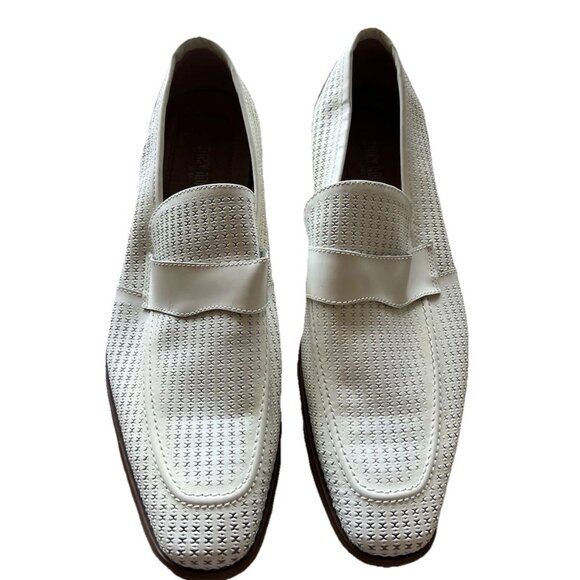 Stacy Adams Men's Size 11.5 M Moc Toe Penny Loafer White Leather Dress Shoes - Picture 1 of 16